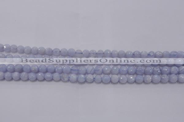 CAG5996 15.5 inches 6mm faceted round blue lace agate beads