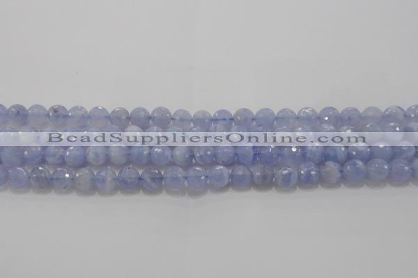 CAG5997 15.5 inches 8mm faceted round blue lace agate beads