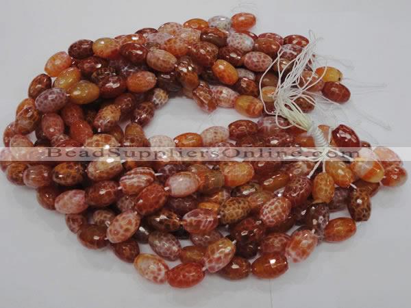 CAG600 15.5 inches 12*16mm faceted rice natural fire agate beads