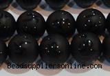 CAG6003 15.5 inches 10mm carved round matte black agate beads