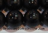 CAG6005 15.5 inches 14mm carved round matte black agate beads