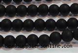 CAG6011 15.5 inches 6mm round matte black agate beads