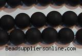 CAG6012 15.5 inches 8mm round matte black agate beads