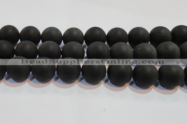 CAG6018 15.5 inches 20mm round matte black agate beads