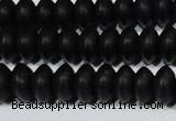 CAG6021 15.5 inches 4*8mm rondelle matte black agate beads