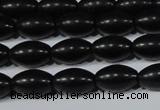 CAG6024 15.5 inches 6*9mm rice matte black agate beads