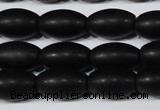 CAG6026 15.5 inches 8*12mm rice matte black agate beads