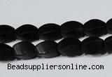 CAG6040 15.5 inches 5*8mm twisted rice matte black agate beads