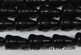 CAG6042 15.5 inches 5*8mm carved calabash matte black agate beads