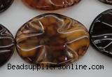 CAG6061 15.5 inches 22*30mm wavy oval dragon veins agate beads