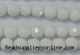 CAG6100 15.5 inches 4mm faceted round white agate gemstone beads