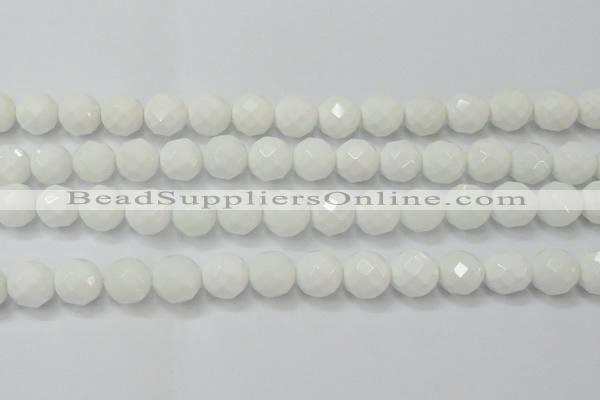 CAG6103 15.5 inches 10mm faceted round white agate gemstone beads