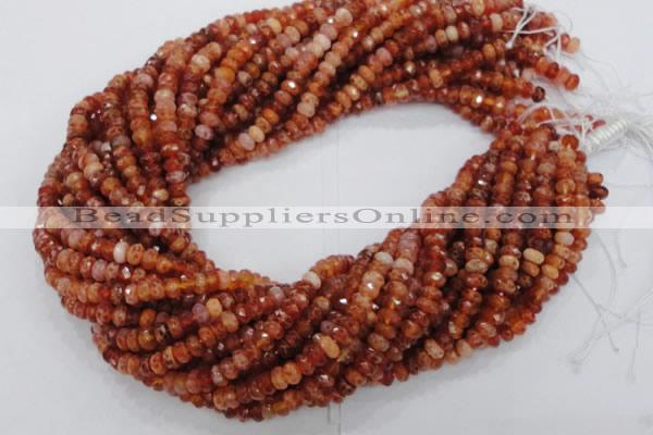 CAG611 15.5 inches 4*6mm faceted rondelle natural fire agate beads