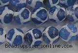 CAG6121 15 inches 10mm faceted round tibetan agate gemstone beads