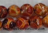 CAG6150 15 inches 10mm faceted round tibetan agate gemstone beads