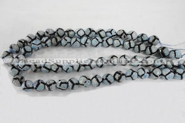 CAG6185 15 inches 8mm faceted round tibetan agate gemstone beads