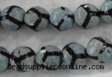 CAG6186 15 inches 10mm faceted round tibetan agate gemstone beads