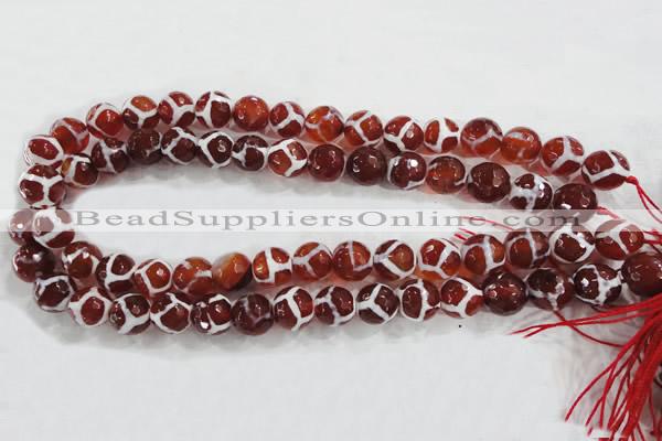 CAG6203 15 inches 14mm faceted round tibetan agate gemstone beads