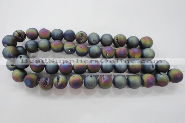 CAG6287 15 inches 18mm round plated druzy agate beads wholesale