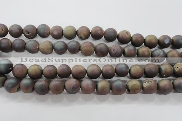 CAG6295 15 inches 14mm round plated druzy agate beads wholesale