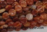 CAG630 15.5 inches 10mm coin natural fire agate beads wholesale