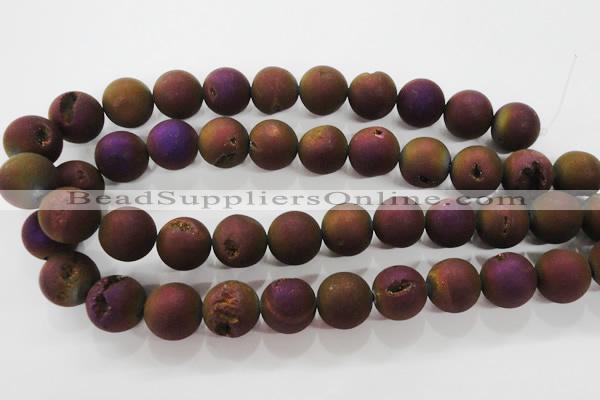 CAG6308 15 inches 20mm round plated druzy agate beads wholesale