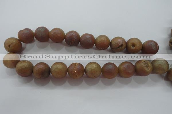 CAG6338 15 inches 20mm faceted round plated druzy agate beads