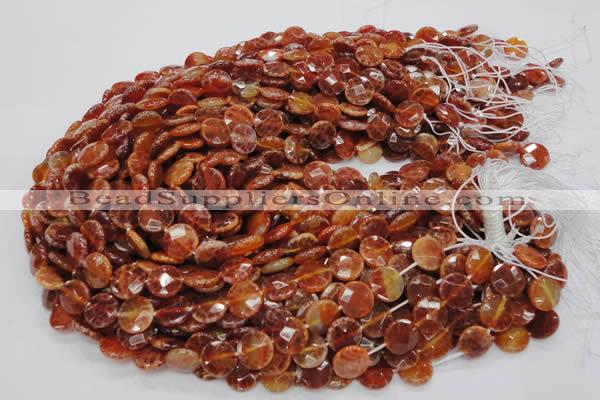 CAG636 15.5 inches 10mm faceted coin natural fire agate beads