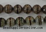 CAG6366 15 inches 8mm faceted round tibetan agate gemstone beads