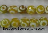 CAG6387 15 inches 8mm faceted round tibetan agate gemstone beads