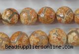 CAG6421 15 inches 14mm faceted round tibetan agate gemstone beads