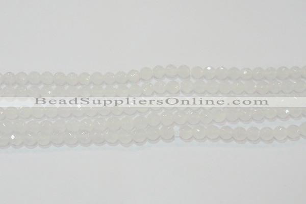 CAG6512 15.5 inches 8mm faceted round Brazilian white agate beads