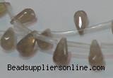 CAG6544 Top-drilled 6*10mm faceted teardrop Brazilian grey agate beads