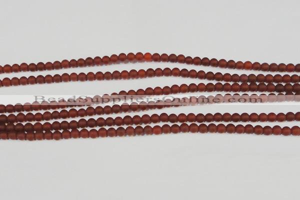 CAG6550 15.5 inches 4mm round matte red agate beads wholesale