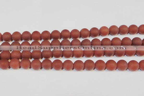 CAG6556 15.5 inches 12mm round matte red agate beads wholesale