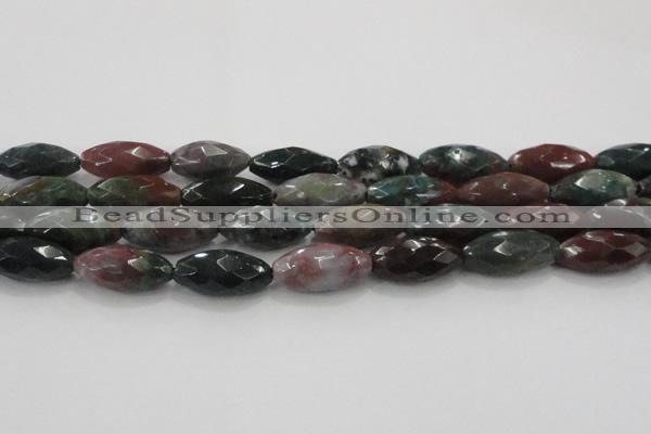 CAG6580 15.5 inches 11*25mm faceted rice Indian agate beads