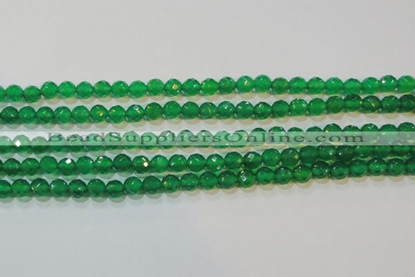 CAG6612 15.5 inches 6mm faceted round green agate gemstone beads