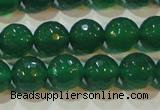 CAG6614 15.5 inches 10mm faceted round green agate gemstone beads