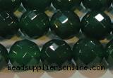 CAG6616 15.5 inches 14mm faceted round green agate gemstone beads