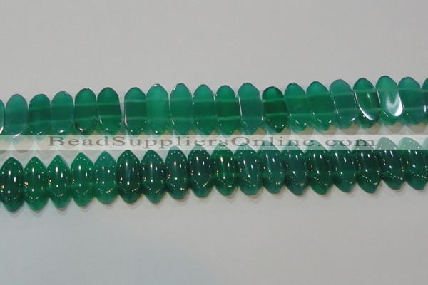 CAG6640 15.5 inches 8*20mm marquise double drilled green agate beads