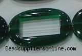 CAG6646 15.5 inches 25*38mm oval green agate gemstone beads