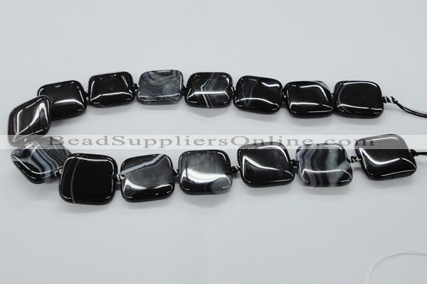 CAG6680 15.5 inches 25*25mm square black line agate beads