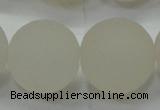 CAG6686 15 inches 18mm round white pilates agate beads