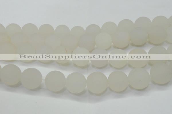 CAG6686 15 inches 18mm round white pilates agate beads