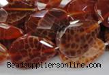 CAG672 15.5 inches 20*30mm faceted flat teardrop natural fire agate beads