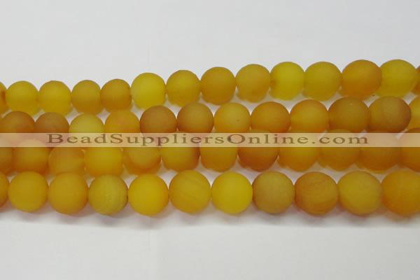 CAG6723 15 inches 14mm round yellow pilates agate beads