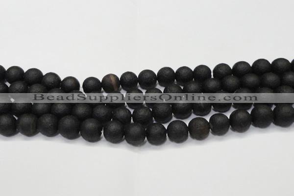 CAG6740 15 inches 8mm round black pilates agate beads