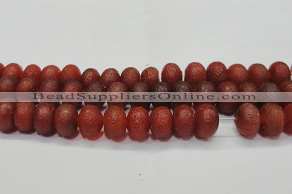 CAG6750 15 inches 10*14mm rondelle red pilates agate beads