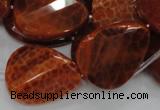 CAG676 15.5 inch 23*30mm faceted teardrop twisted natural fire agate beads