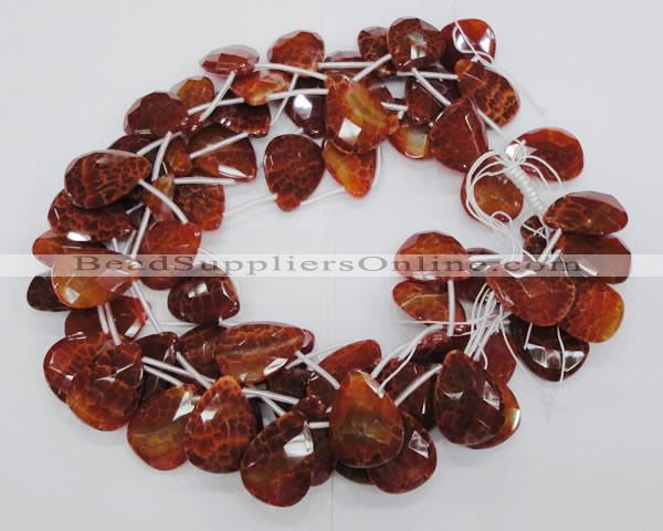 CAG679 15.5 inches 15*20mm faceted teardrop natural fire agate beads